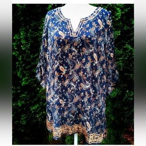 Boho Market & Spruce Stitch Fix Embroidered Paisley Tunic Blouse Sz 3x
